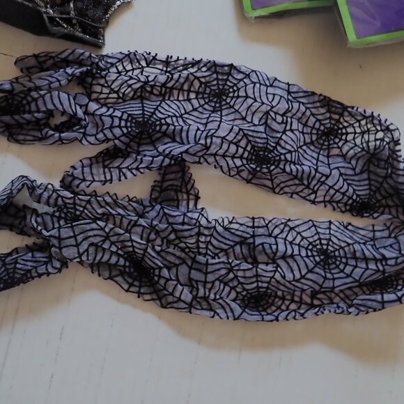 Spider Accessories - 2 Pr Spider Web Tights, 1 Mask, 1 Pr Spider Web Long Gloves - Picture 3 of 5